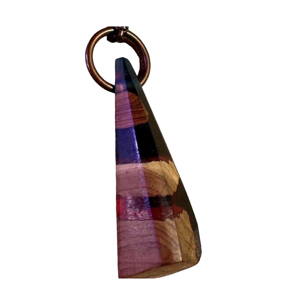 Wood Resin Pendant Necklace‎ Unique Handmade Statement Jewelry Boho Chic